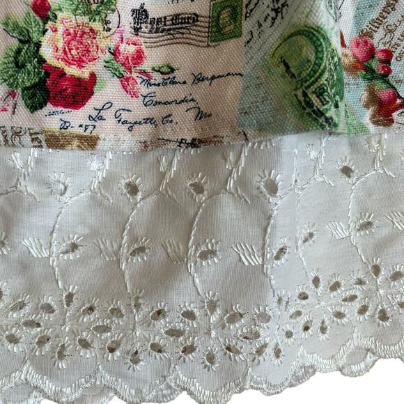 Under Moments Midi Length Skirt Slip Layered Novelty Print Eyelet Hem Boho Retro - Picture 7 of 15